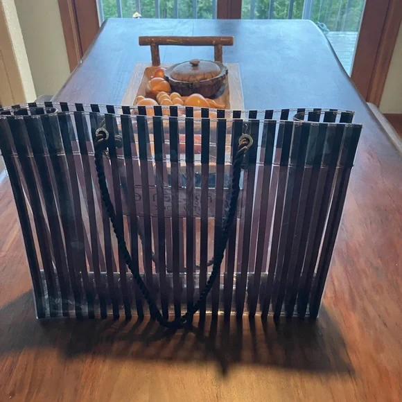 Henri Bendel Black and Clear Striped Tote - Picture 2 of 5